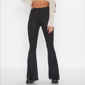 Polka Dot Print High Waisted Flare Pants